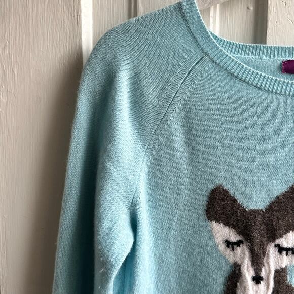Aqua Cashmere Fox Intarsia Crewneck Sweater - Picture 5 of 9